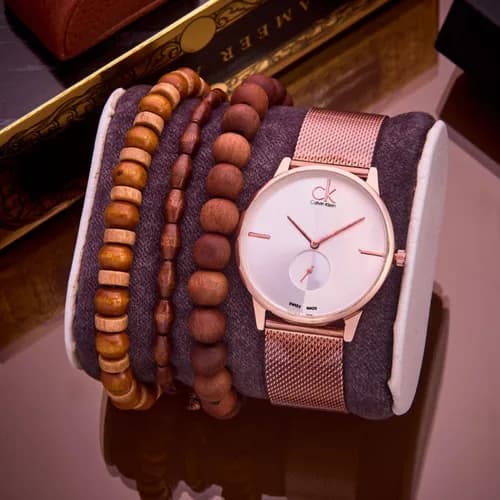 Coffret montre Calvin Klein avec bracelets en perles en bois