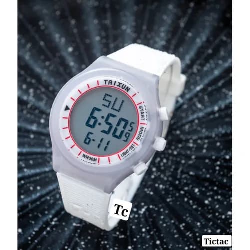 Montre numérique Taixun à bracelet en silicone blanc